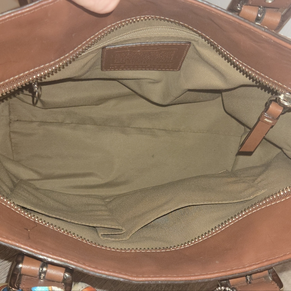 Coach Brown Leather Purse with Scarf Accent - Picture 14 of 14